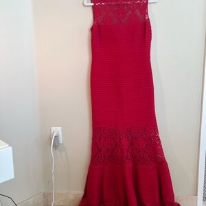 Tadashi Shoji Red Lace Maxi Dress